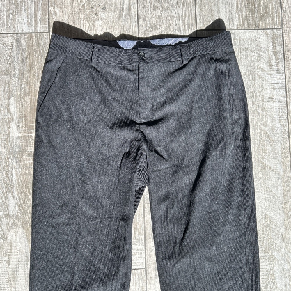 Paul Fredrick Corduroy Chino Pants Men's 36x30 Black Straight Casual Flat Front